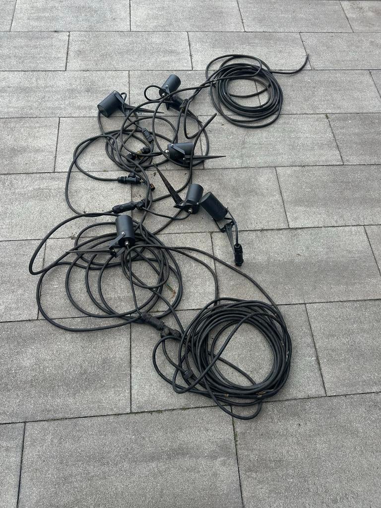 Hoftronic tuinspots, 6 stuks met T-stuk aansluitingen, Ophalen, Kunststof, Gebruikt, Minder dan 50 watt