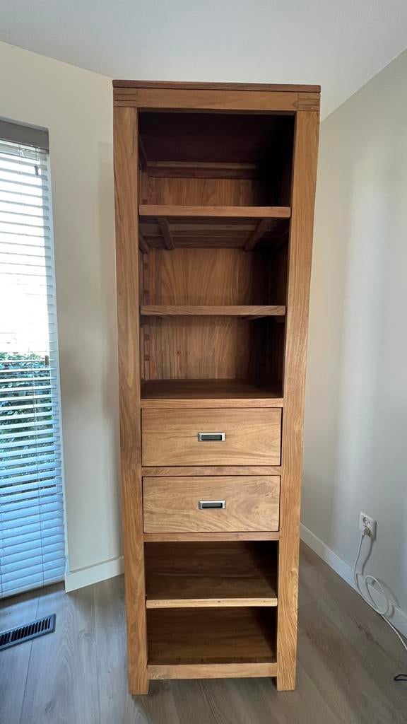 Teak houten boekenkast, Huis en Inrichting, Kasten | Boekenkasten, Ophalen, Teakhout, 50 tot 100 cm, Zo goed als nieuw