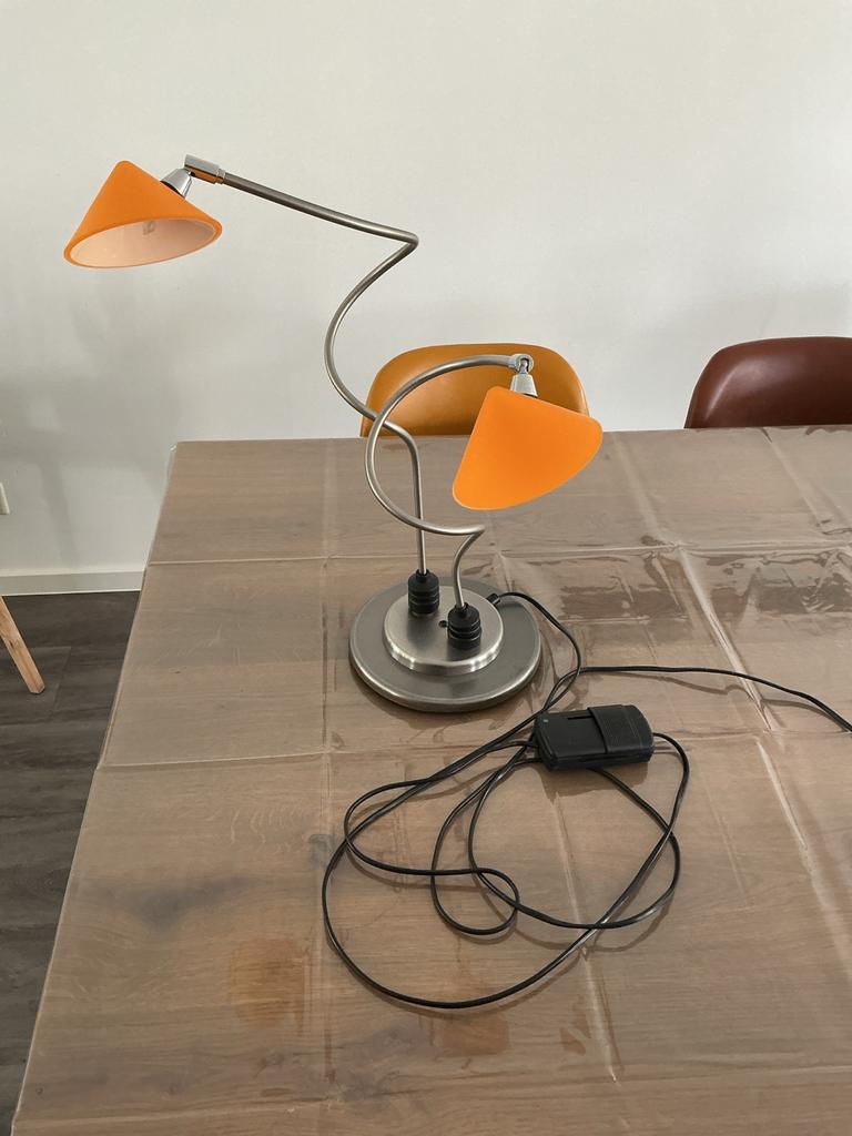 Vintage Pola Amstelveen design bureaulamp met dimmer, Ophalen, Gebruikt, Metaal, 50 tot 75 cm
