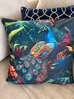 2 sierkussens met pauw, Ophalen of Verzenden, Nieuw, Overige kleuren, Vierkant