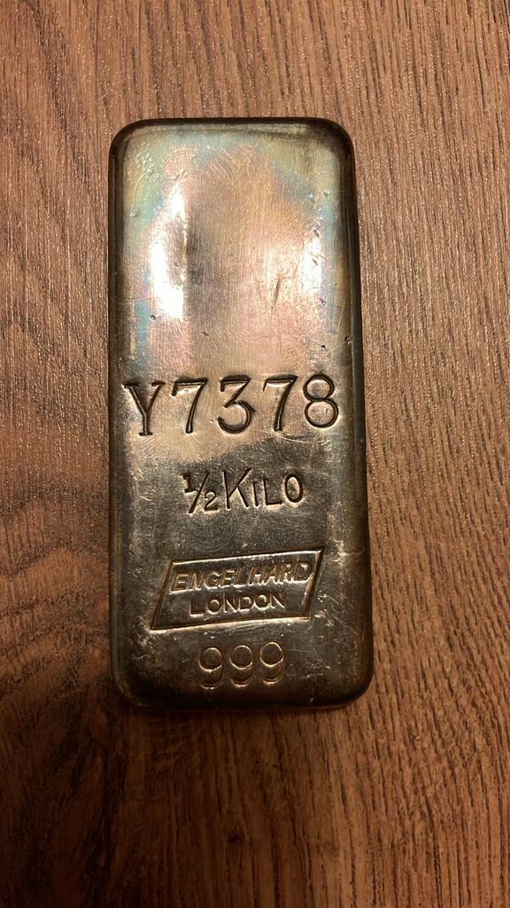 Engelhard London 500 gram zilverbaar -, Ophalen of Verzenden, Zilver