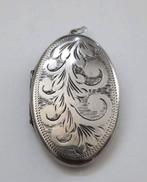 Prachtige grote medaillon fotohanger met floraal motief 1101, Ophalen, Zo goed als nieuw, Zilver, Zilver