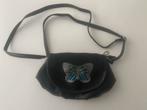 Zwart schoudertasje met vlinder, Ophalen of Verzenden, Zo goed als nieuw, Zwart, Schoudertasje