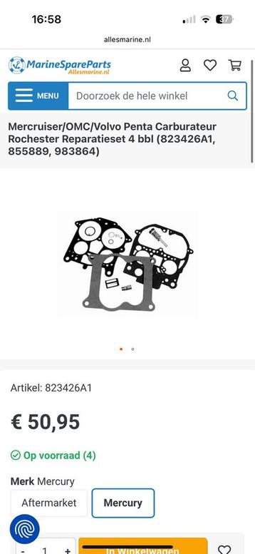 Pakkingset 823426A1 Mercruiser/OMC/Volvo Penta Carburateur beschikbaar voor biedingen