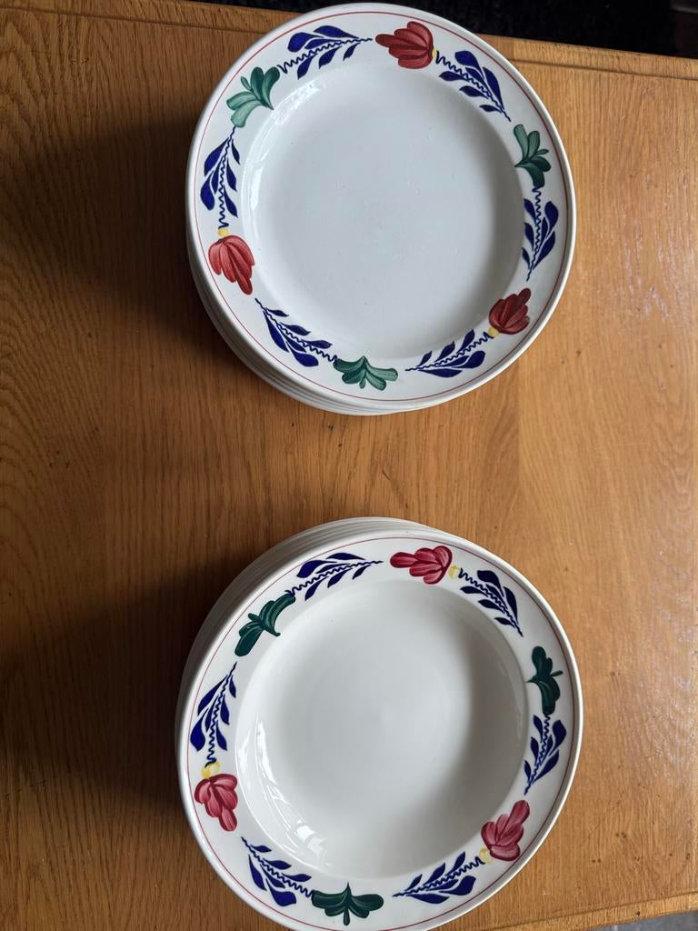 Boerenbont Borden Set soepborden ontbijtborden, Huis en Inrichting, Keuken | Servies, Ophalen, Gebruikt, Bord(en), Aardewerk
