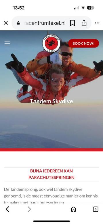 E ticket Tandemsprong Paracentrum Texel beschikbaar voor biedingen