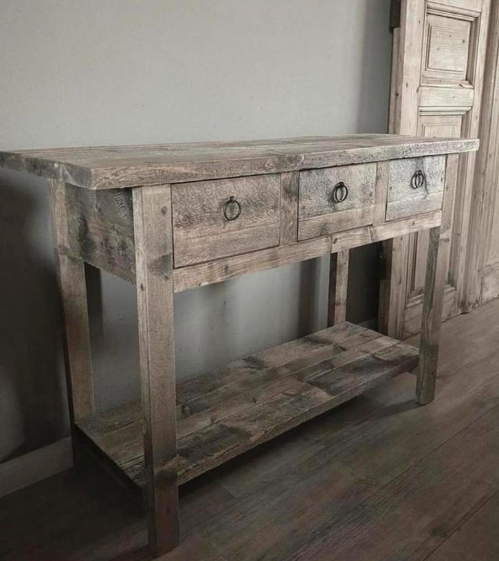 ~Stoer Sober Landelijk Houten Sidetable/Wandtafel~, Huis en Inrichting, Woonaccessoires | Overige, Zo goed als nieuw, Ophalen of Verzenden