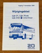 vintage wijzigingsblad bus vervoersdienst ZuidOoster 1994, Ophalen of Verzenden, Gelezen, ZuidOoster