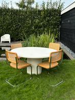 Beige ronde eettafel 140 cm diameter, Huis en Inrichting, Ophalen, Rond, Nieuw, Vijf personen of meer