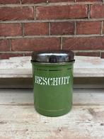 Beschuit voorraad bus reseda groen emaille van BK, Antiek en Kunst, Antiek | Emaille, Ophalen of Verzenden