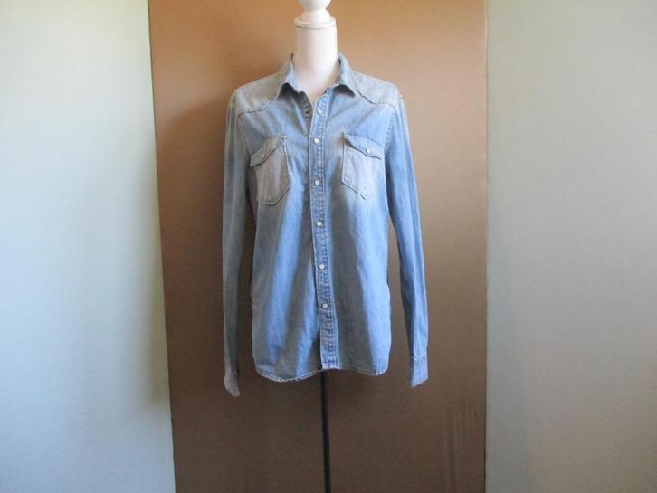 H&M denim blouse maat M (100% katoen)., Kleding | Dames, Blouses en Tunieken, Zo goed als nieuw, Maat 38/40 (M), Blauw, Verzenden