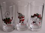 Set :3 Prettige feestdagen Kerst glazen kaars klok kerstman, Verzamelen, Glas en Borrelglaasjes, Ophalen of Verzenden, Nieuw, Bierglas