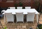 Alibert Iowa witte kunststof rattan tuinset met 6 stoelen, Ophalen, Kunststof, Gebruikt, 6 zitplaatsen