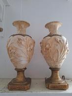 Vintage gipsen bokalen, Franse vazen, decoratieve urnen, Minder dan 25 cm, Overige materialen, Gebruikt, Ophalen of Verzenden