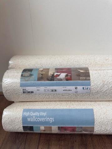4 Rollen Vinyl Behang Crème-wit, Overschilderbaar - Nieuw beschikbaar voor biedingen