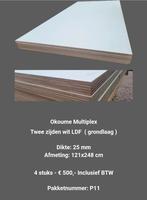 4x Okoume Multiplex 121x248 cm 25 mm dik - nr: P11, Doe-het-zelf en Verbouw, Platen en Panelen, Ophalen, Nieuw, Multiplex