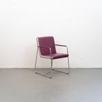 4x Leolux Spring (Eetkamer) Stoel Paars/Wit Leer - Chroom