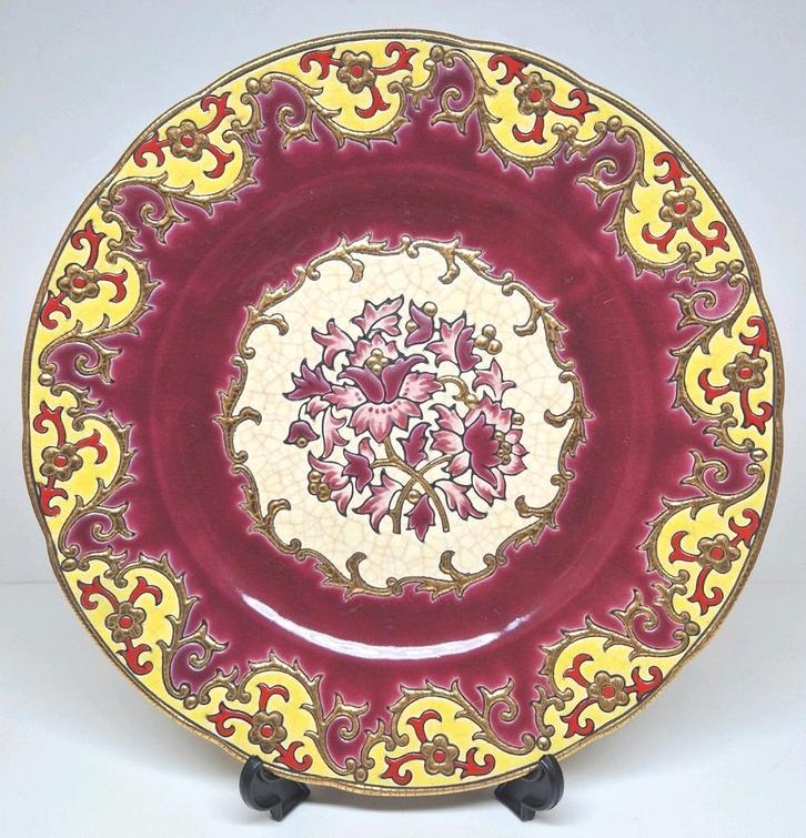 Emaux de Longwy sierbord Plaisance decor M.P. Chevallier., Antiek en Kunst, Antiek | Keramiek en Aardewerk, Ophalen of Verzenden