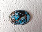 Michaela Frey Emaille Broche Bloemmotief., Overige materialen, Gebruikt, Blauw, Minder dan 4 cm