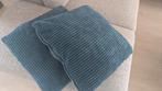 Set of 2 blauwe kussen., Ophalen of Verzenden, Zo goed als nieuw, Blauw, Vierkant