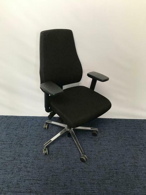 2 x Bureaustoel, zwarte stof, chroom voetkruis, Huis en Inrichting, Bureaustoelen, Gebruikt, Bureaustoel, Zwart, Ergonomisch, Ophalen
