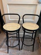 Vintage barkrukken webbing, Huis en Inrichting, Barkrukken, 2 krukken, Ophalen, Zo goed als nieuw, 60 tot 90 cm