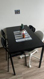Tafel met 3 zwarte stoelen, Ophalen, Gebruikt, Rechthoekig, 50 tot 100 cm