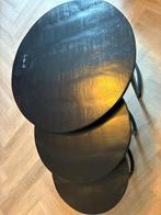 Set van 3 zwarte bijzettafels, Ophalen, Gebruikt, 50 tot 100 cm, Rond