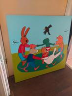 Kikker en zijn vriendjes schilderij handgeschilderd, Ophalen, Zo goed als nieuw, Wanddecoratie