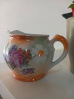 Antiek melkkannetje van porselein wit, oranje en bloemetjes., Antiek en Kunst, Ophalen of Verzenden
