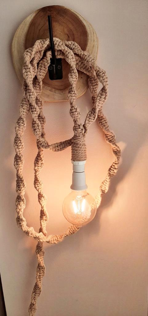 Macrame touwlamp,los of als set te koop!, Huis en Inrichting, Lampen | Overige, Zo goed als nieuw, Ophalen of Verzenden