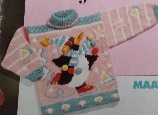 Pinguin op schaatsen trui breipatroon, Ophalen of Verzenden, Zo goed als nieuw, Breien, Patroon of Boek