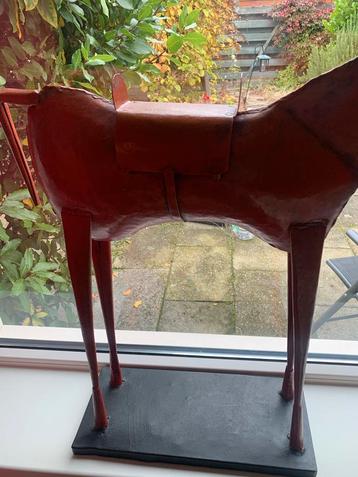 Rode Aluminium Paarden Woondecoratie - 70x63cm beschikbaar voor biedingen