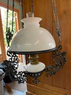 Antieke Hanglamp Olielamp met Smeedijzeren Frame, Antiek en Kunst, Ophalen
