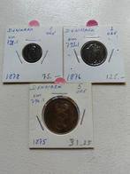Denemarken 1 ore 1878 - 2 ore 1876 - 5 ore 1875, Ophalen of Verzenden, Overige landen