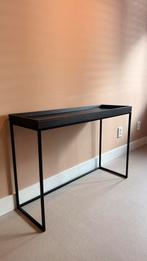 Rechthoekige bijzettafel zwart houtlook staal, Huis en Inrichting, Tafels | Sidetables, Ophalen, 50 tot 100 cm, Zo goed als nieuw