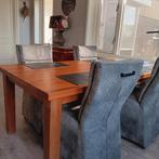 Prachtige eetkamerstoelen (6) grijs nubuck leer, Huis en Inrichting, Stoelen, Ophalen, Gebruikt, Leer, Grijs