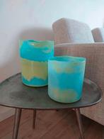 Vaas glas zeeblauw groen Pomax glasvazen aqua 2 stuks Nieuw, Huis en Inrichting, Woonaccessoires | Vazen, Ophalen, Overige kleuren