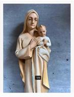 Brocante Beeld Maria met kind, 25 cm, steen, Ophalen of Verzenden
