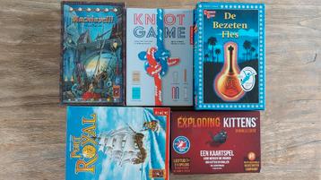 Exploding Kittens, Machiavelli, De Bezeten Fles, Port Royal beschikbaar voor biedingen