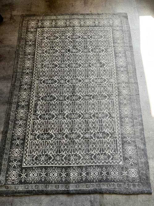 Kleed binnen/buiten katoen crème/taupe India print 120x180, Huis en Inrichting, Stoffering | Tapijten en Kleden, Gebruikt, Rechthoekig