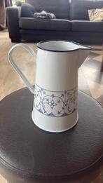 Brocante emaille 2 liter kan wit met blauw, Antiek en Kunst, Curiosa en Brocante, Ophalen of Verzenden