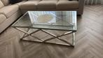 Glazen Salontafel Idol Silver 130x70, Ophalen, 100 tot 150 cm, 50 tot 100 cm, Minder dan 50 cm