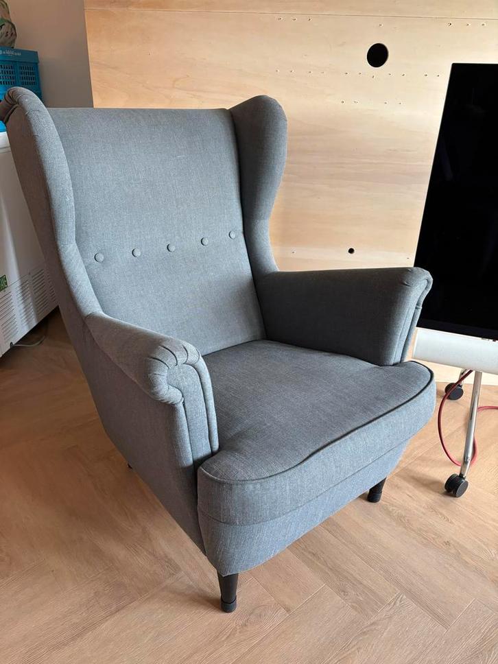 IKEA Strandmon Fauteuil - Grijs, Huis en Inrichting, Fauteuils, Gebruikt, Stof, 75 tot 100 cm, Ophalen