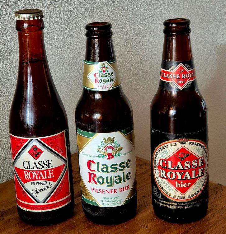 hele oude volle fles en lege flessen CLASSE ROYALE collector, Verzamelen, Biermerken, Flesje(s), Overige merken, Ophalen of Verzenden