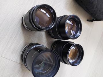 4 oude 135mm lenzen met m42 schroefdraad beschikbaar voor biedingen