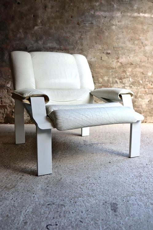 Joe Colombo LEM stoel – wit leer – Bieffeplast, Huis en Inrichting, Fauteuils, Gebruikt, Leer, 75 tot 100 cm, Ophalen