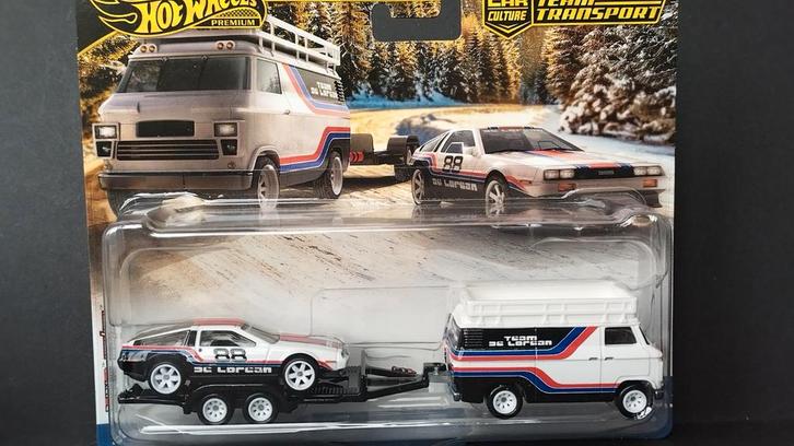 De Lorean DMC Team Transport 1:64 Hotwheels Premium Pol, Hobby en Vrije tijd, Modelauto's | Overige schalen, Nieuw, Auto, Ophalen of Verzenden