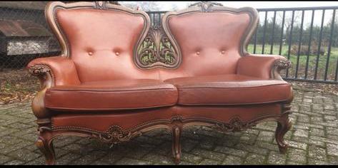 Biedermeier Barok Lederen Bank, Antiek en Kunst, Antiek | Meubels | Stoelen en Banken, Ophalen