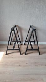 2 zwarte schragen - tafelpoten 'Okvald', Ophalen, 50 tot 100 cm, Rond, 50 tot 100 cm